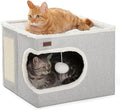 Garnpet Cat Bed for Indoor Cats Cube House, Covered Cat Cave Beds & Furniture by Garnpet