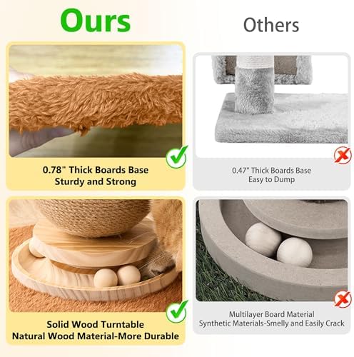 Mushroom Cat Scratching Post Cat Tree, 21.5‘’ H Cute Cat Scratcher Tower - Image 4