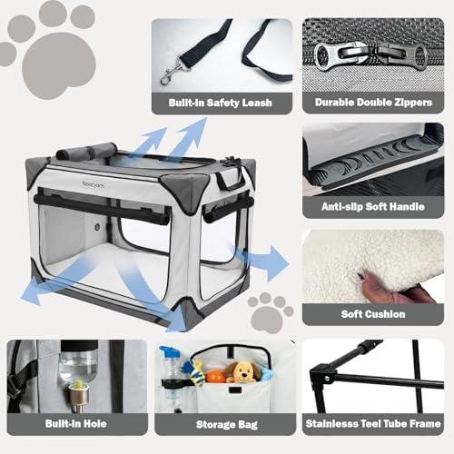 Collapsible Soft Dog Crate 42 Inch, Portable Travel Pet Crate - Image 5