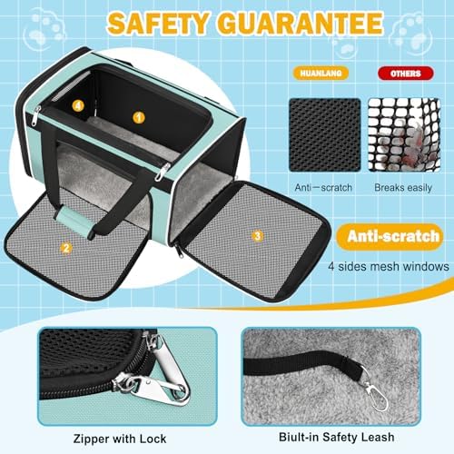 HUANLANG Large Cat Carrier Travel Soft Sided Pet Carrier Airline Approved - Image 4
