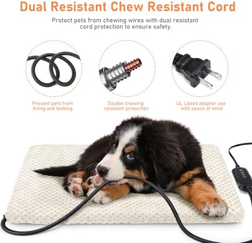 INVENHO Heated Dog Bed, Waterproof Adjustable Temperature Dog Cat Heating Pad - Image 3