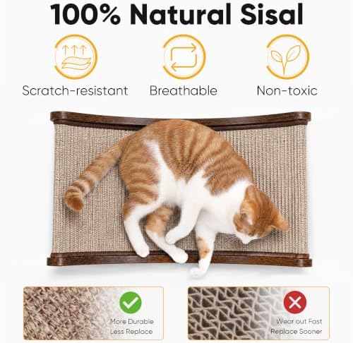 FUKUMARU Extra Large Sisal Cat Scratcher Bed Indoor Sturdy Wood Scratch Bed - Image 3