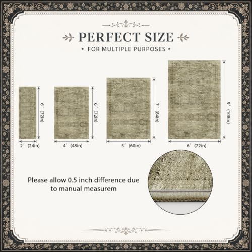 Area Rugs for Bedroom Nursery 4x6 Washable Foldable Vintage Grey - Image 2