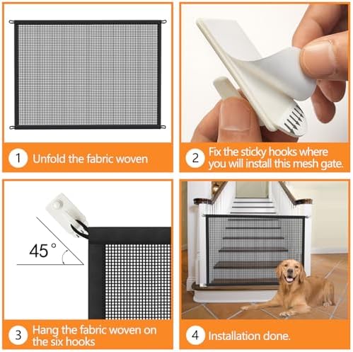 Cupount Dog Screen Mesh Gate for House, Stairs and Doorways, 29 x 34 in - Image 4