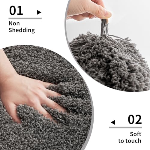 Disolla Dark Grey Bathroom Runner Rug 24x70, Plush Extra Large Bath Mat - Image 4