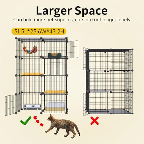 Oneluck 4-Tier Cat Cage for Indoor Cats 47.2-Inch Large Detachable Metal Wire - Image 2