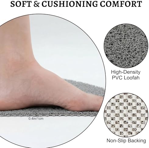 Corner Shower Mat Non Slip, 28x 28 Inches Triangular Bath Mats - Image 3