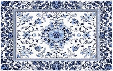 Giwawa Boho Floral Bath Rug Blue Leaves Soft Absorbent Bath Carpet 20x32 Inch by Giwawa