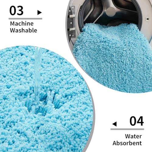 Disolla Teal Bathroom Rugs 17x24, Non-Slip Plush Small Bath Mat - Image 5