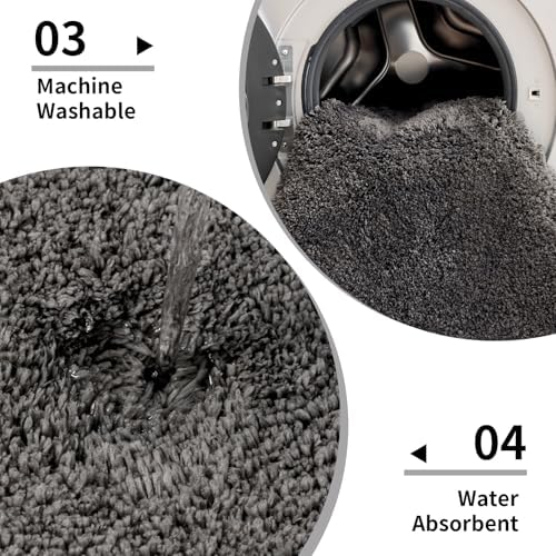 Disolla Dark Grey Bathroom Rugs 24x36, Non-Slip Plush Thick Bath Mat - Image 5