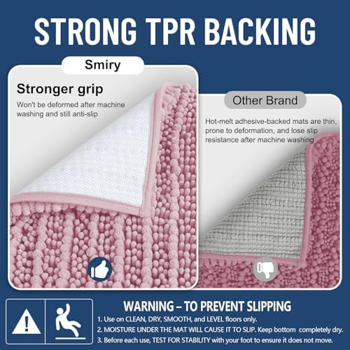 Smiry Bathroom Rugs 30X20, Extra Soft Rubber Backing Chenille Bath Mats - Image 3