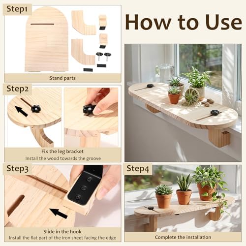 Natural Window Sill Plant Shelf, 21.7 x 7.1 x 5.9 Inch - Image 3