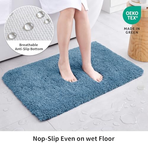 Disolla Blue Bathroom Runner Rug 24x70, Plush Extra Large Bath Mat - Image 3