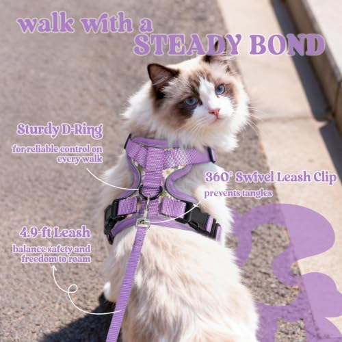 rabbitgoo Cat Harness and Leash Set, Escape Proof Vest, Purr-ple Daisy - Image 5
