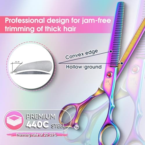 DRGSKL Rainbow Thin Tooth Dog Thinning Shears, Offset Pet Grooming Scissors - Image 5