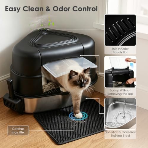 Stainless Steel XXL Corner Cat Litter Box - Image 4