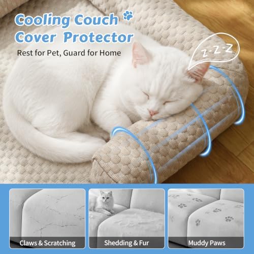Cooling Pet Bed Mats with Neck & Head Support, 31.5 x 23.62 inch Khaki - Image 4