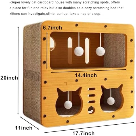 Cat Scratcher Cardboard House, 2-Tier Kitty Scratching Pad Lounger Bed - Image 2