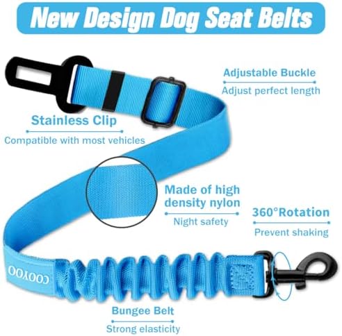 COOYOO Dog Seat Belt, Durability Retractable Dog Car Harness Adjustable Dog - Image 2