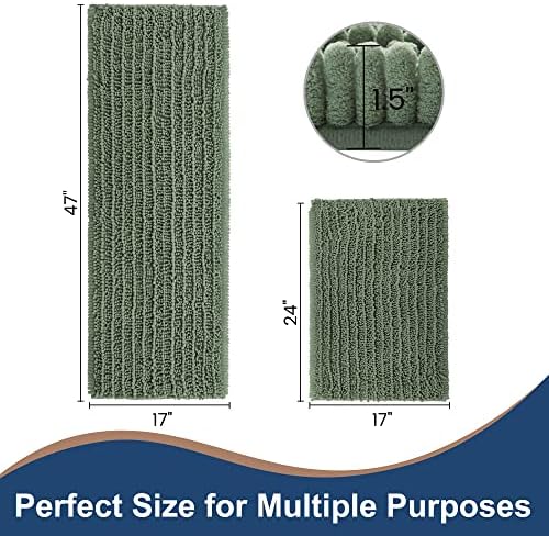 Luxury Chenille Sage Green Bathroom Rugs Sets 2 Piece, Thickened Hot Melt - Image 6