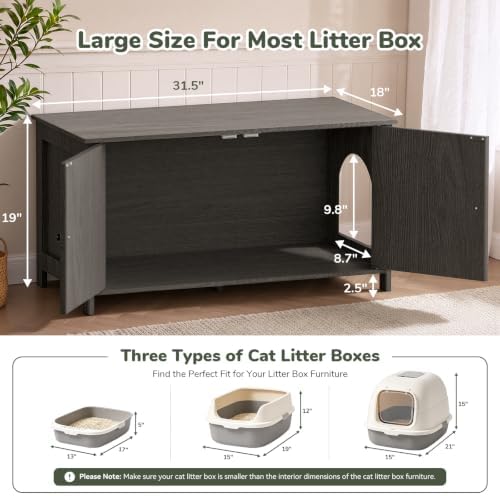 Extra Large Hidden Cat Litter Box Enclosure Furniture, Dog Proof Kitty Washroom - Image 2