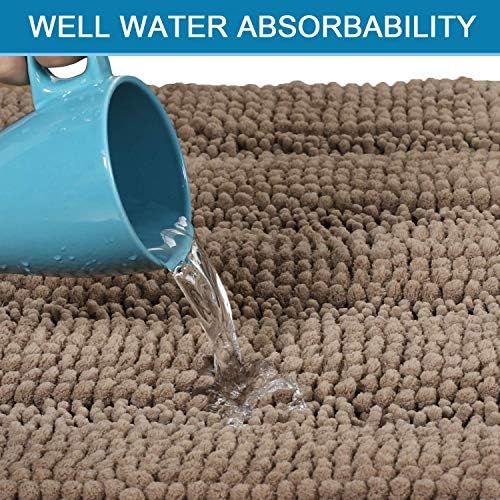 H.VERSAILTEX Bath Mats for Bathroom Non Slip Extra Thick Chenille Striped Bath - Image 5