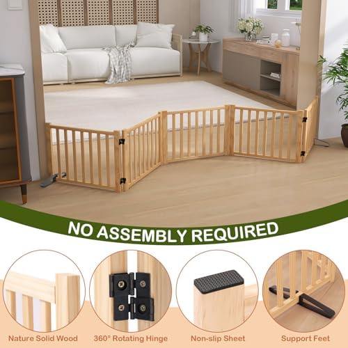 Wooden Freestanding Dog Gate Indoor- 16.9" H 5 Panels - Image 6