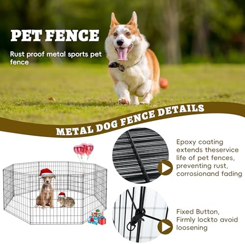 Black Epoxy Dog Exercise Pen – 8-Panel Foldable Metal Playpen - Image 2
