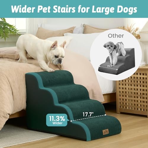 COZY KISS Wide Dog Stairs for Small Dog 19.7" H, 4 Step Pet Ramp for Bed - Image 3