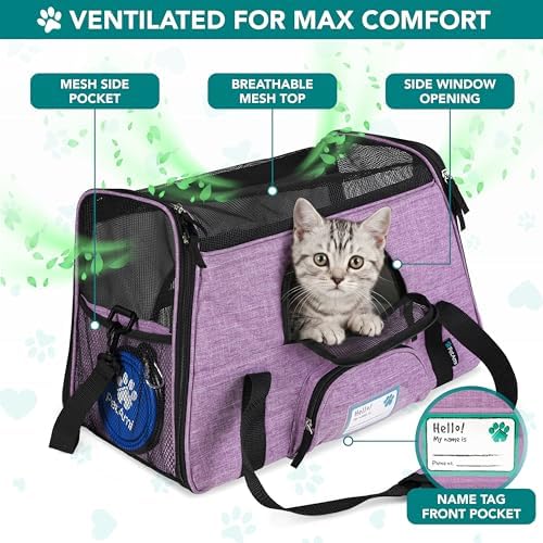 PetAmi Airline Approved Pet Carrier Cats & Small Dogs, Large Heather Purple - Image 3