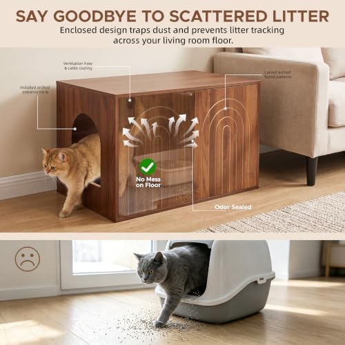 Cat Litter Box Enclosure, 31.5" Hidden Litter Box Cabinet Furniture - Image 5