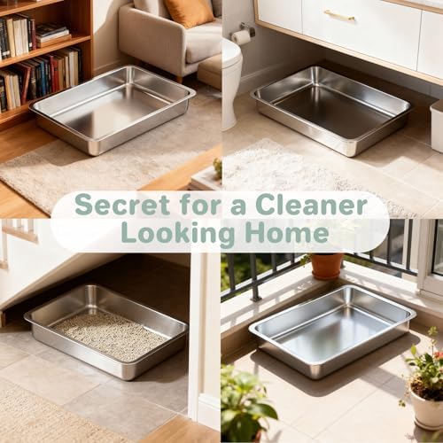 2 Pack Low Entry Stainless Steel Cat Litter Box - Image 7