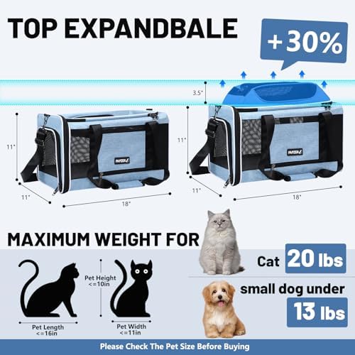 Cat Carrier Top-Expandable 18x11x11, United Delta American Airline Approved - Image 2