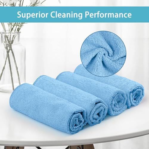 HOMEXCEL Blue Cleaning Rags 5 Pack, Highly Absorbent Microfiber Cleaning Cloth - Image 3
