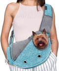 PetAmi Small Dog Sling Carrier, Puppy Cat Hands-Free Purse, 10 lb, Sea Blue by PetAmi