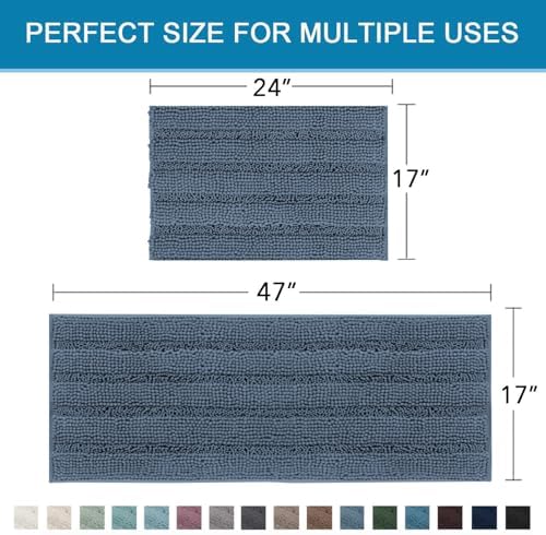 H.VERSAILTEX Bathroom Rug Sets 2 Piece Bath Mats Non Slip Thick Soft Chenille - Image 2