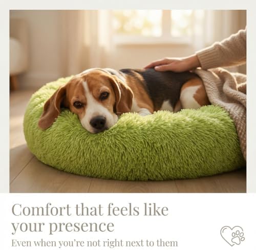 nononfish Cozy Donut Dog Bed, Plush Round Calming Pet Bed - Image 2