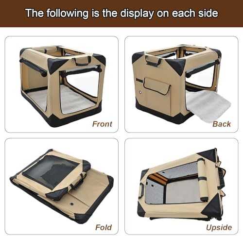 Garnpet Soft Dog Crate for Small Dogs, 4-Door Foldable Collapsible Dog Crate - Image 5