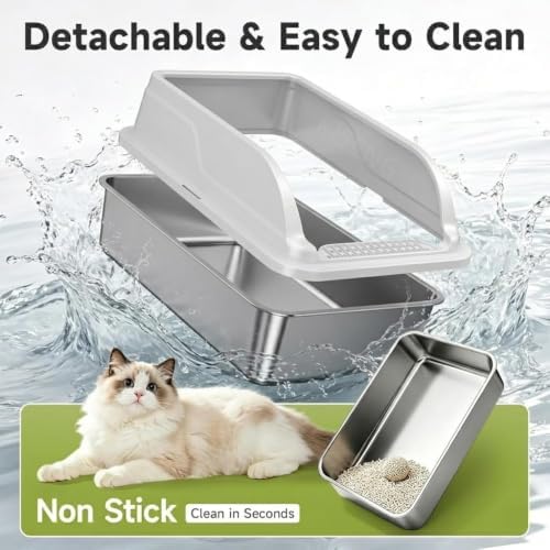 Stainless Steel Cat Litter Box, Large Odor-Free High-Sides - Image 5