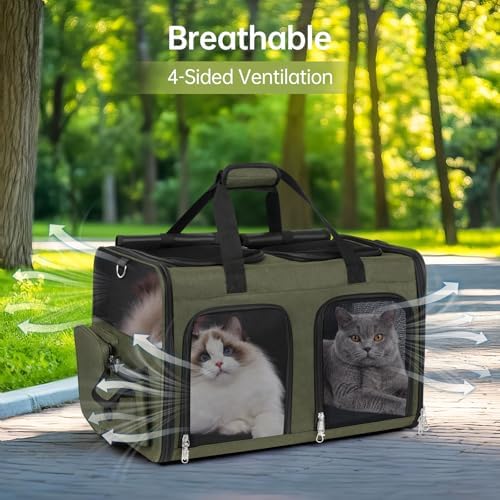 Cat Carrier for 2 Cats Double Pet Carrier Extra Large Green 2026 Upgraded - Image 4