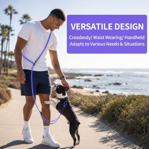 Kazazoo Hands-Free Dog Leash Adjustable Length 5-8 Ft, Crossbody & Waist - Image 2