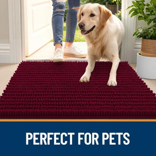 OLANLY Dog Door Mat for Muddy Paws 24x16, Ultra-Absorbent Chenille Mud Mat - Image 6