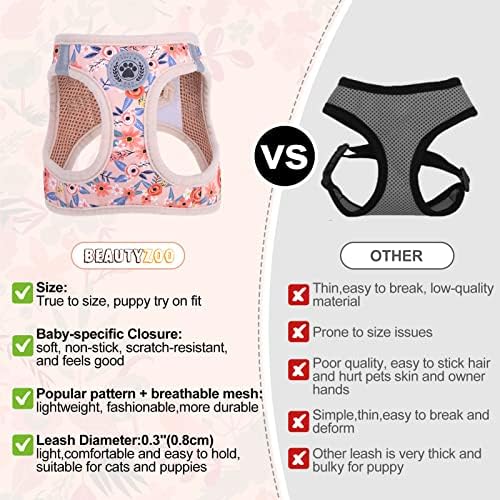 BEAUTYZOO Small Dog Harness and Leash Set, No Pull Puppy Pet Vest-Floral - Image 4