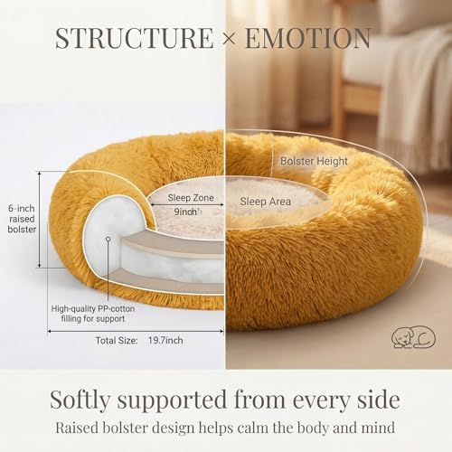 nononfish Puppy Bed for Small Dogs, Soft Calming Donut Bed - Image 4