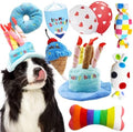 lilfrd 9Pcs Blue Dog Birthday Toy Set, Squeaky Hat Bandana Gift by Lilfrd