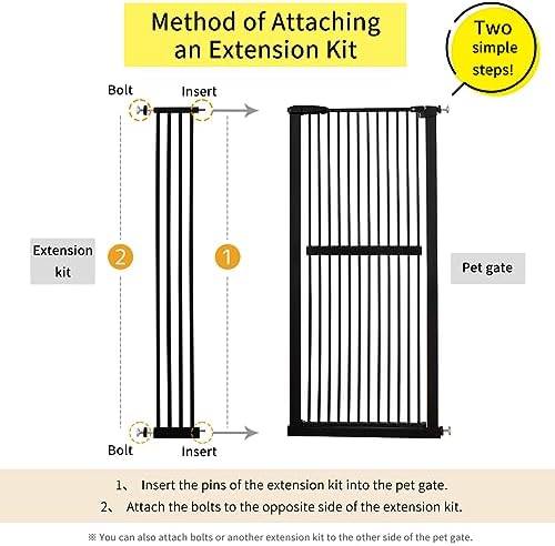 Lumizone 55.12" Extra Tall Pet Gate Extension Kit 8.27" Wide Black - Image 3