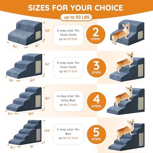 Ahpmeoa Dog Stairs for Small Dogs 15.7" H, Dog Ramp for Bed - Image 2