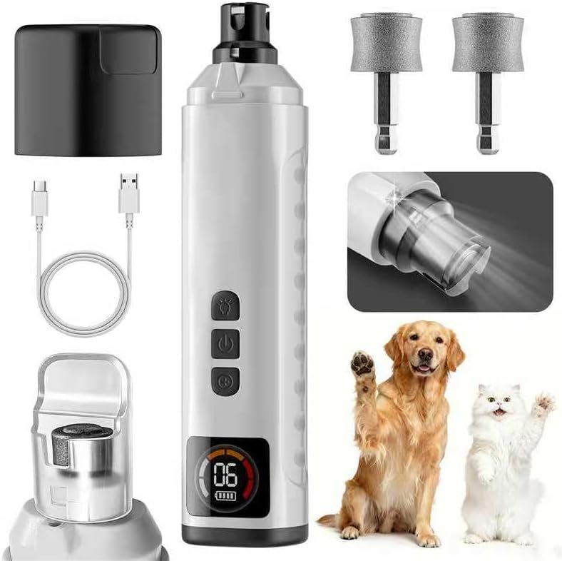 6-Speed Dog Nail Grinder with Led Light, 30 db Ultra Quiet Brushless Motor by MOONEON