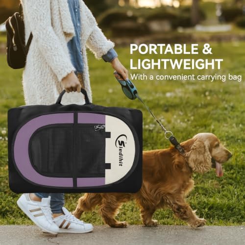 Siedihit Dog Cat Playpen Medium Puppy Pet Crate Tent Cage, Light Purple - Image 6