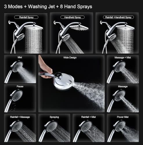 Rain Shower Head with Handheld Showerhead, Chrome 1.8GPM 460311 - Image 2